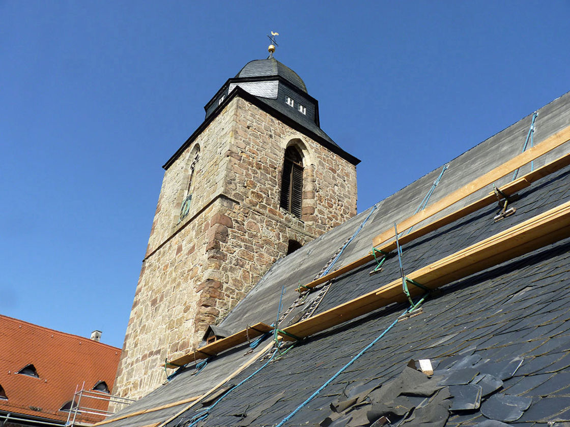 Gerüstabbau am Türmchen (Foto: Karl-Franz Thiede)